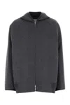 Bottega Veneta Women Double Face Wool Hooded Blouson With Leather Piping In Gray