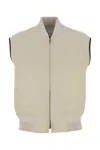Bottega Veneta Twill Vest With Ribbed Collar And Hem In Neutral