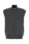Bottega Veneta Wool Vest With Ribbed Collar And Hem In Gray