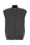 Bottega Veneta Wool Vest With Ribbed Collar And Hem In Gray
