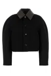 Bottega Veneta Convertible Intrecciato Leather-trimmed Cotton-blend Jacket In Black