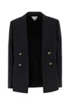 Bottega Veneta Double-breasted Twill Jacket In Black