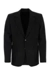 Bottega Veneta Wool Blazer With Padded Shoulders And Flap Pockets In Black