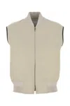 Bottega Veneta Twill Vest With Ribbed Collar And Hem In Neutral
