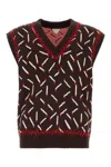 Bottega Veneta Men Brown Jacquard Vest With Matchstick Pattern In Brown