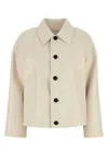 Bottega Veneta Leather Collared Jacket With Front And Lateral Pockets In White