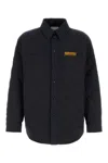 Bottega Veneta Quilted Cotton Overshirt With Front Pocket And Rounded Hem In Blue