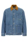 Bottega Veneta Men Blue Jacket With Suede Collar And Logo Patch In Denim Man In Blue
