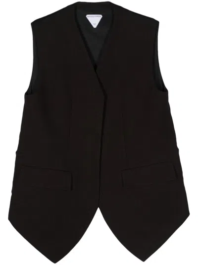Bottega Veneta Oversized Cotton-blend Melange Vest In Fondant,black