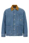 Bottega Veneta Men Blue Jacket With Suede Collar And Logo Patch In Denim Man In Midblue