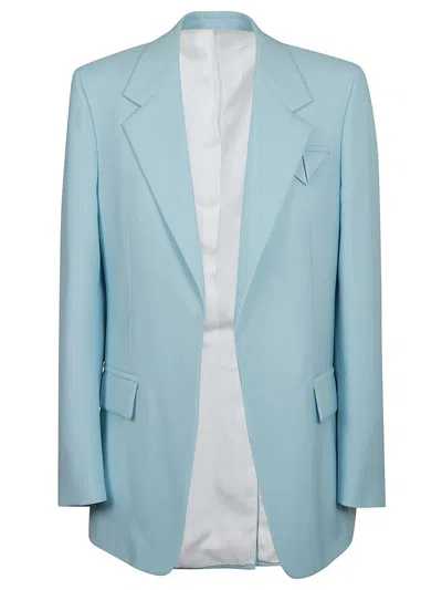 Bottega Veneta Belted-waist Twill Jacket In Pale Blue