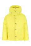 Bottega Veneta Nylon Hooded Jacket With Adjustable Hem And Cuffs In Yellow