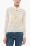 Bottega Veneta Jacquard Cotton Sweater With Buttoned Neck