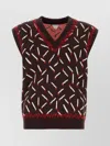 Bottega Veneta Men Brown Jacquard Vest With Matchstick Pattern In Brown