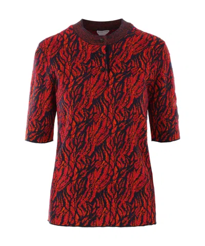 Bottega Veneta Jacquard Short-sleeved Sweater In Red