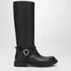 Bottega Veneta Knee High Boot Braided Strap Detail In Black