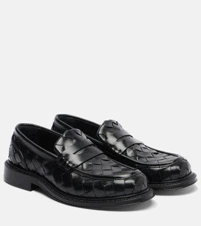 Bottega Veneta James Intrecciato Leather Loafers In Black