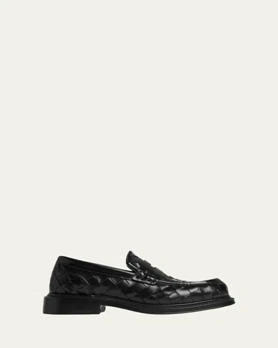 Bottega Veneta James Intrecciato Leather Loafers In Black