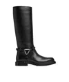 Bottega Veneta James Intrecciato-trimmed Leather Knee Boots In Black
