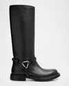 Bottega Veneta James Leather Knee-high Riding Boots In Black