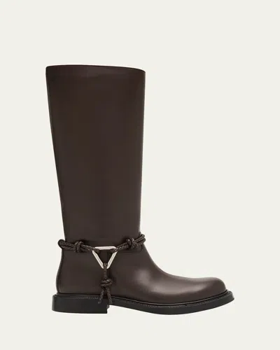 Bottega Veneta James Leather Knee-high Riding Boots In Brown