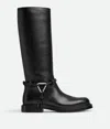 Bottega Veneta Knee High Boot Braided Strap Detail In Black