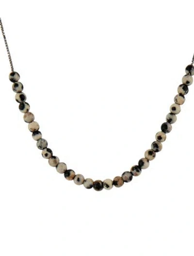 Pre-owned Bottega Veneta Jasper Beaded Adjustable Necklace, 32" In Multi