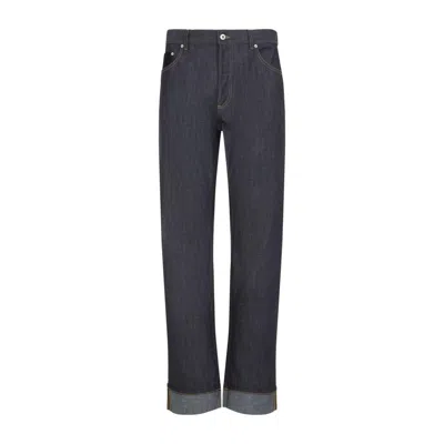 Bottega Veneta Men Indigo Wide Leg Jeans With Turn Ups In Black