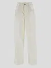 Bottega Veneta Wide-leg Wool Trousers With Pockets And Stitching In Neutral