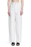 Bottega Veneta Wide-leg Wool Trousers With Pockets And Stitching In Beige