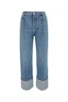 Bottega Veneta Curved Denim Cotton Jeans In Blue