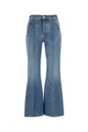 Bottega Veneta Flared Leg Denim Jeans With Contrast Stitching In Blue