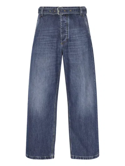 Bottega Veneta Belted Mid-rise Straight-leg Jeans In Mid Blue