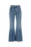 Bottega Veneta Flared Leg Denim Jeans With Contrast Stitching In Blue