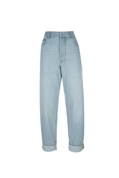 Bottega Veneta Extra Bleached Turned Up Jeans In Blue