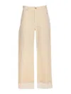 Bottega Veneta Wide Leg Jeans With Cuffs In Neutral