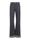 Bottega Veneta High-waisted Flared Denim Jeans With Contrasting Stitching In Blue