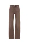 Bottega Veneta Wide-leg Denim Trousers With Pockets And Belt Loops In Brown