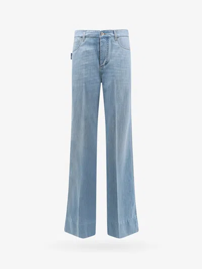 Bottega Veneta Jeans In Cotone Con Patch Posteriore In Pelle In Blue
