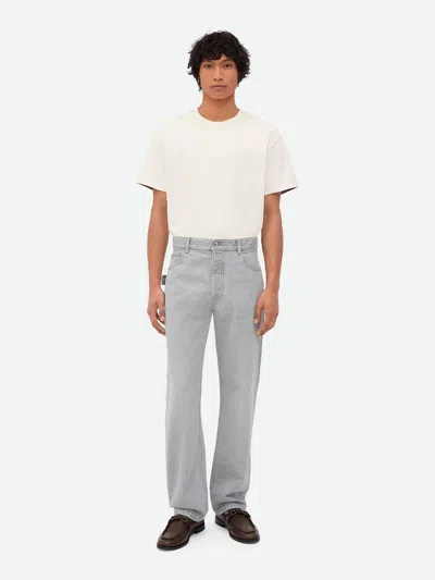 Bottega Veneta Light Grey Washed Denim Jeans In Blue