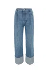 Bottega Veneta Curved Shape Light Bleached Denim In Navy