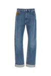 Bottega Veneta Jeans With Intrecciato Detail In Blue