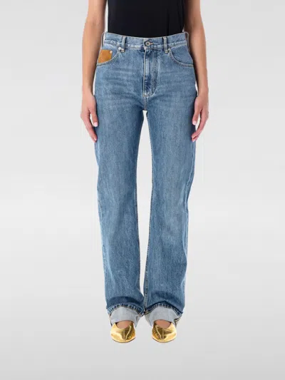 Bottega Veneta Jeans Woman Blue In Burgundy