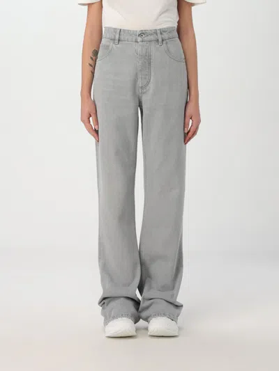 Bottega Veneta Jeans Woman Grey In Burgundy