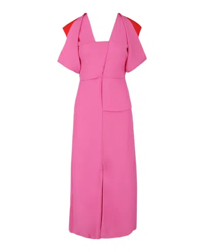 Bottega Veneta Jersey Draped Midi-dress In Pink