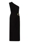 Bottega Veneta One-shoulder Cutout Gathered Embellished Crepe-jersey Midi Dress In Black