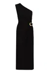 Bottega Veneta Draped One-shoulder Midi Dress In Black