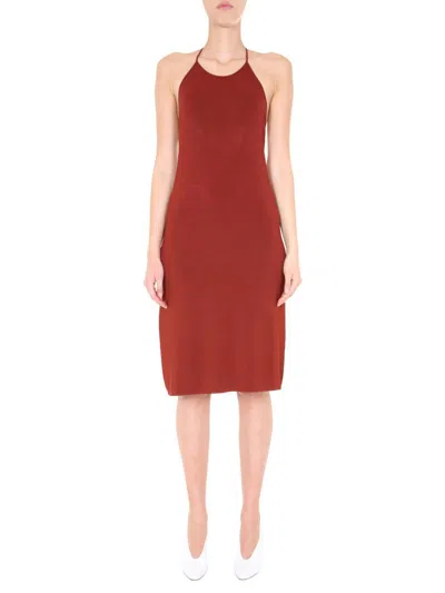 Bottega Veneta Round Neck Knotted Mini Dress For Women In Red