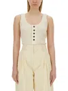 Bottega Veneta Ribbed Knit Cotton Tank Top In Ivory