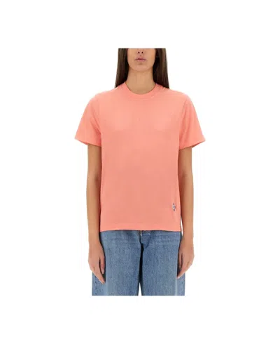 Bottega Veneta Regular Fit Crew Neck Short Sleeve Top In Pink